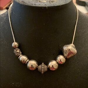 Silver Beads on Sterling Silver Chain Necklace